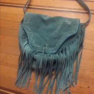 Vintage blue suede handbag